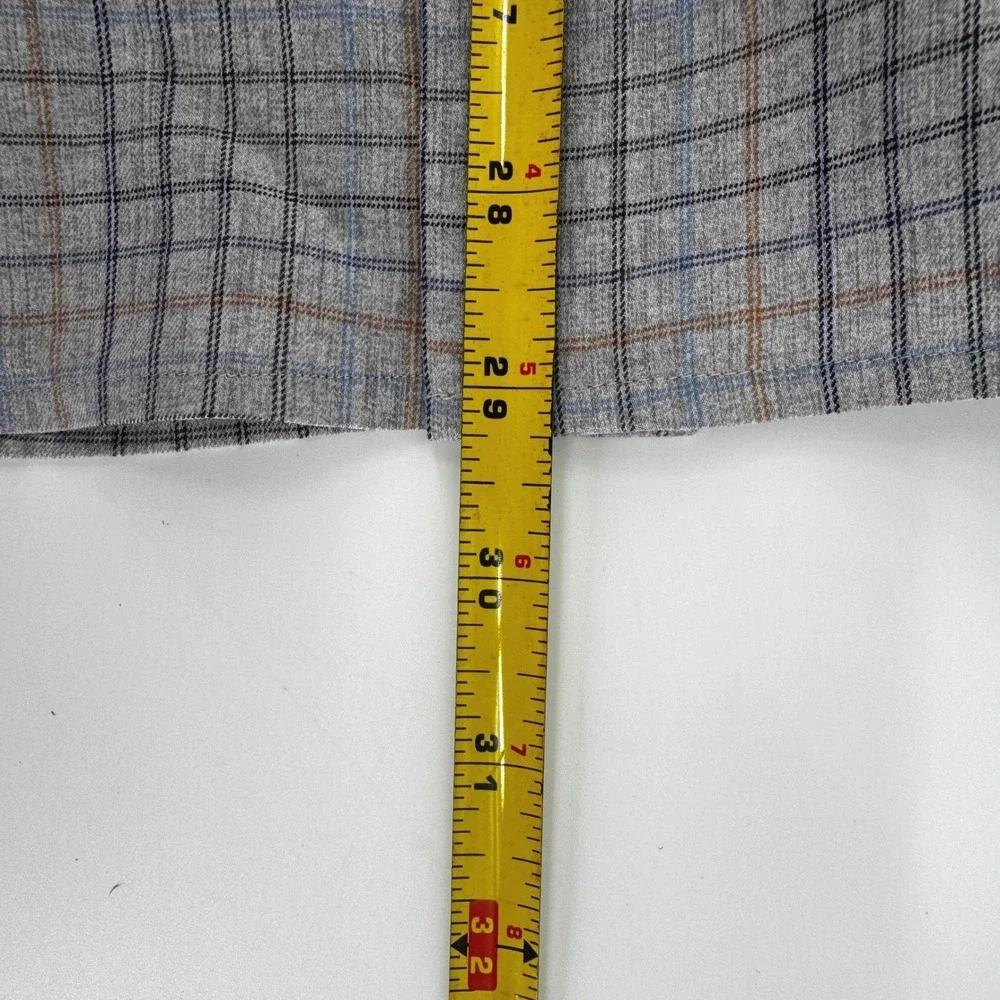 Peter Millar‎ Mens XL Performance Grey Plaid Button Down Long Sleeve Shirt